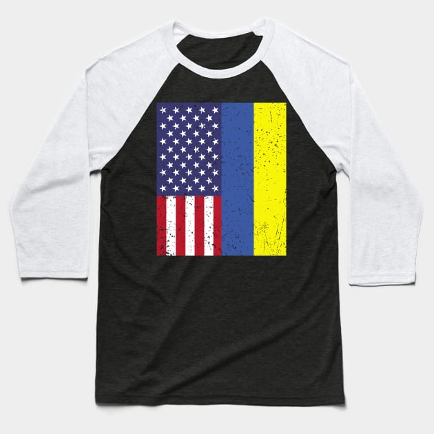 UKRAINIAN ROOTS TSHIRT | Half American Flag | UKRAINE Baseball T-Shirt by petemphasis